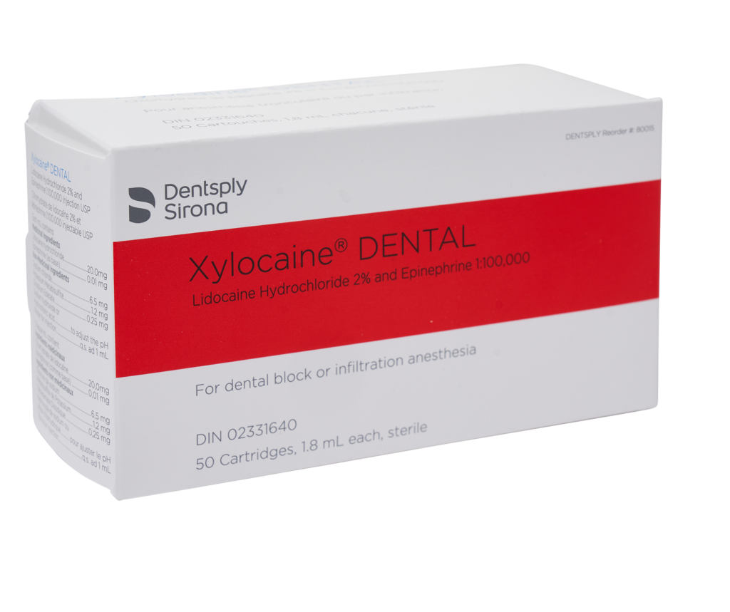 Dentsply Xylocaine Red (2 Lidocaine, 1100,000 Epinephrine) 50/bx
